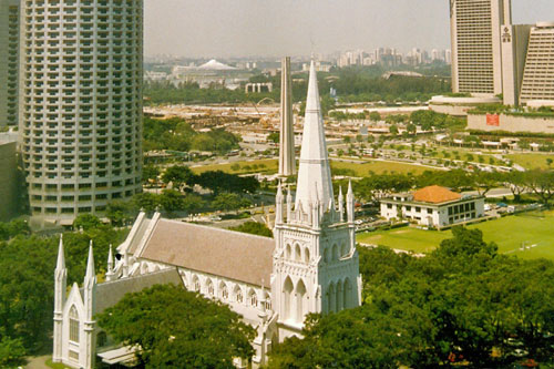 Blick aus dem Hotelfenster in Singapur