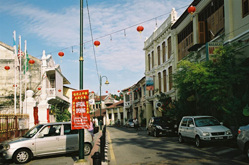 Strasse am chinesischen Tempel in Georgetown