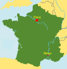 Frankreich Karte mit Nimes