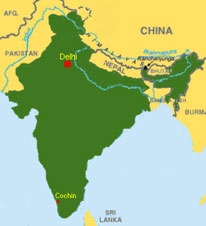Indienkarte Karte mit Cochin