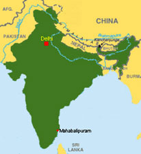 Indienkarte Karte mit Mahabalipuram