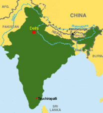 Indienkarte Karte mit Tiruchirapalli