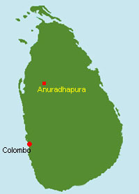 Sri Lanka Karte mit Anuradhapura