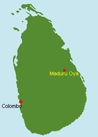 Sri Lanka Karte mit Maduru Oya