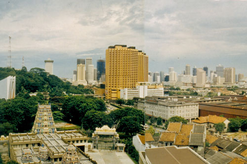 Blick aus dem Hotel in Singapur