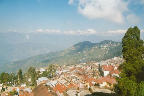 Blick von der Hotelterrasse in Darjeeling