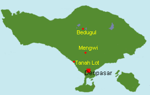 Bali Karte mit Bedugul und Mengwi