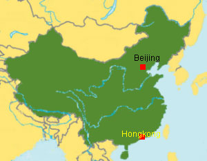 China Karte mit Hongkong