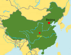 China Karte mit Xi'an