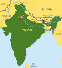 Indienkarte Karte mit Khajouraho