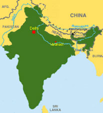 Indienkarte Karte mit Varanasi