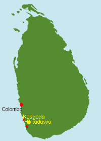 Sri Lanka Karte mit Kosgoda