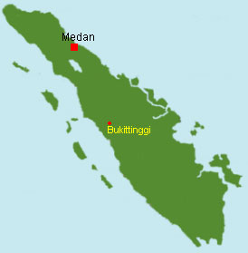 Sumatra Karte mit Bukittinggi 