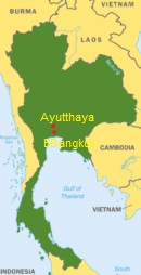 Thailand Karte mit Ayutthaya
