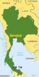 Thailand Karte mit Hat Yai